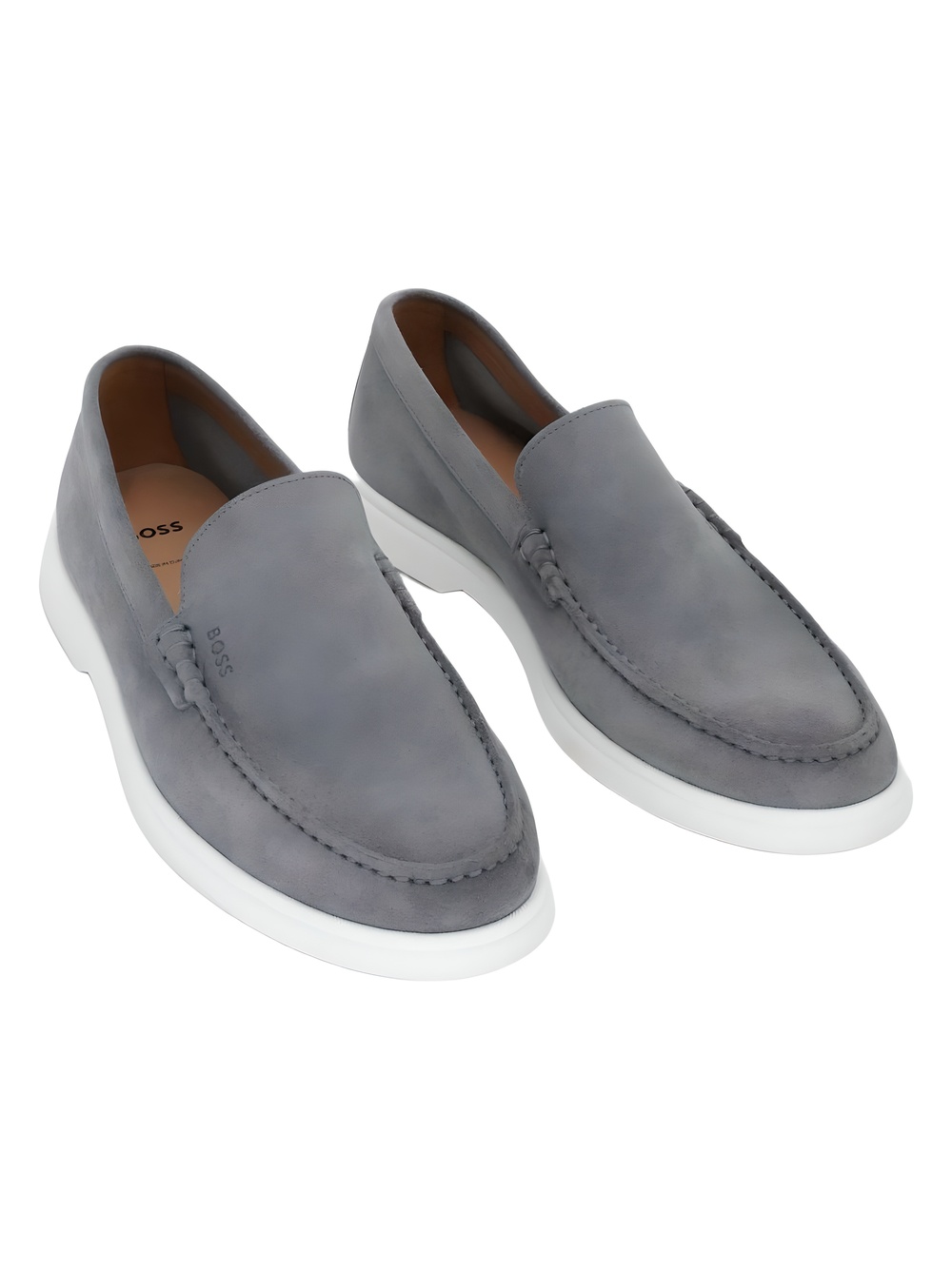 BOSS Mens Sienne Loaf SD N Medium Grey Suede Slip-on Loafers Size 10M